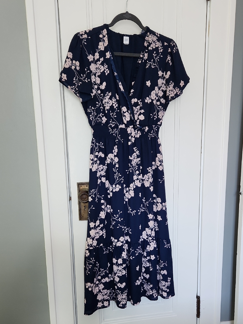 Floral Midi Dress - Navy and Light Pink